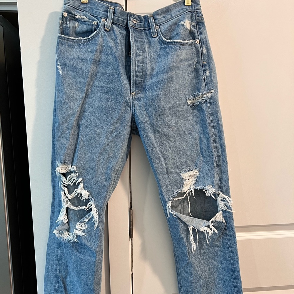 Distressed boyfriend jeans